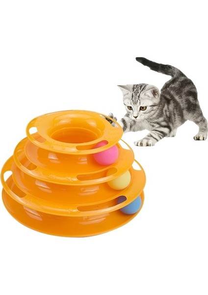 Evcil Hayvan Malzemeleri Kedi Döner Oyuncağı Üç Katmanlı Raylı Kedi Oyuncağı Interaktif Evcil Hayvan Kedi Oyuncağı (Yurt Dışından)