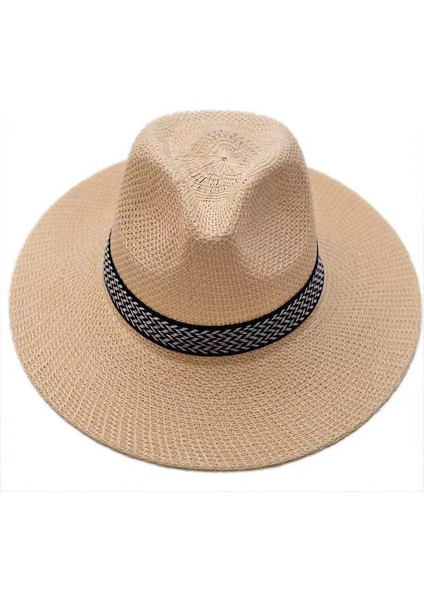 Şapka Erkek Yaz Güneş Şapkası Erkek Dokuma Hasır Şapka Açık Büyük Siperlik Güneşlik Rahat Moda Tüm Maç Şapka Yaz (Yurt Dışından)