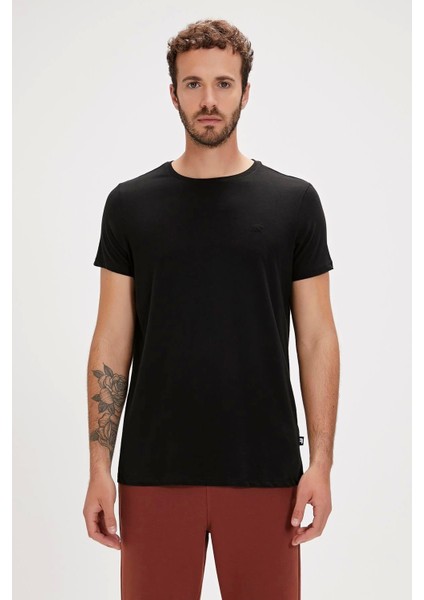Solid T-Shirt Siyah Basic Erkek Tişört