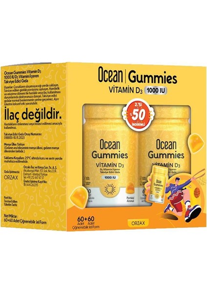 Ocean Gummies Vitamin D3 60 Çiğneme Form 2'li Paket