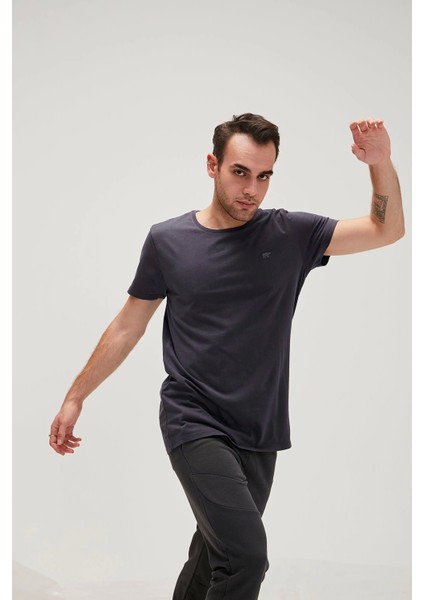 Solid T-Shirt Antrasit Basic Erkek Tişört