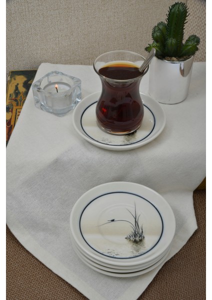 Kuşadası 6'lı Porselen Çay Tabağı Seti