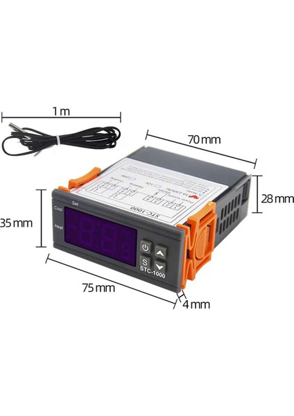 STC-1000 Sıcaklık Termostatı 220V 10A 110V-220V Isıtıcı Soğutucu Dijital Ekran 10K Ntc Sıcaklık Sensörü Kuluçka Akvaryum Buzdolabı Fırın