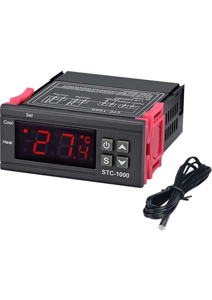 STC-1000 Sıcaklık Termostatı 220V 10A 110V-220V Isıtıcı Soğutucu Dijital Ekran 10K Ntc Sıcaklık Sensörü Kuluçka Akvaryum Buzdolabı Fırın