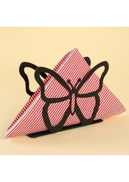 Loren Home Kelebek Siyah Metal Peçetelik