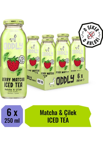 Berry Matcha Soğuk Çay Cam Matcha Çilek 250 ml x 6 Adet