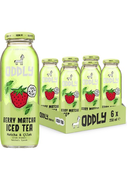 Berry Matcha Soğuk Çay Cam Matcha Çilek 250 ml x 6 Adet