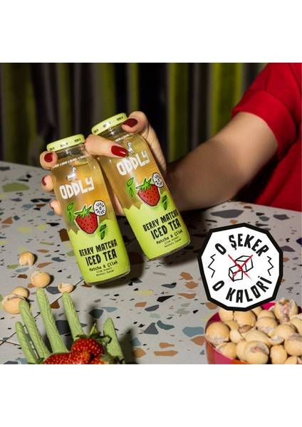 Berry Matcha Soğuk Çay Cam Matcha Çilek 250 ml x 6 Adet