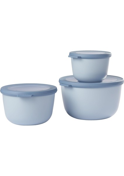 - Çok Amaçlı Cirqula Round 3 Parçalı Set - Kapaklı Saklama Kabı - Saklama Kutusu, Buzdolabı, Derin Dondurucu ve Mikrodalga Fırın Kabı Olarak Uygundur - 500 Ml, 1000 ml ve 2000 ml - Nordic Blue