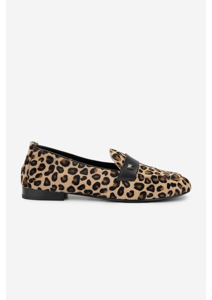 Kadın Deri Leopar Loafer Ayakkabı 35 2028 Bn Ayk Y25 Leopar Dr