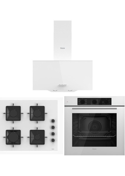 Beyaz Set ( D087 Beyaz Davlumbaz -SS206 Beyaz Ocak- QBL62CB Beyaz Fırın)