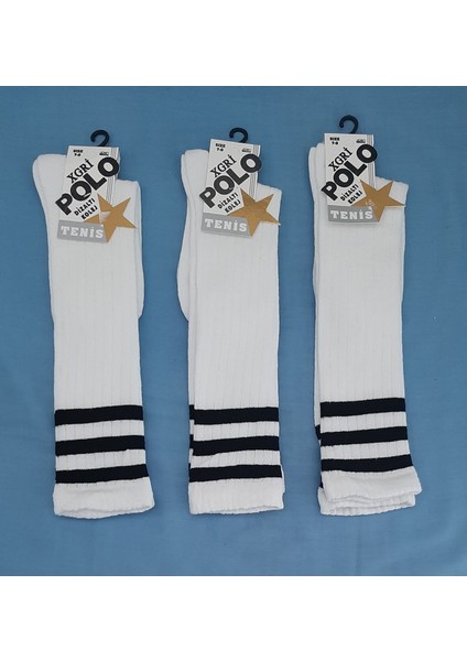 Kız Çocuk Dizaltı Kolej Çorap 3'lü Paket Beyaz 7-9 Yaş