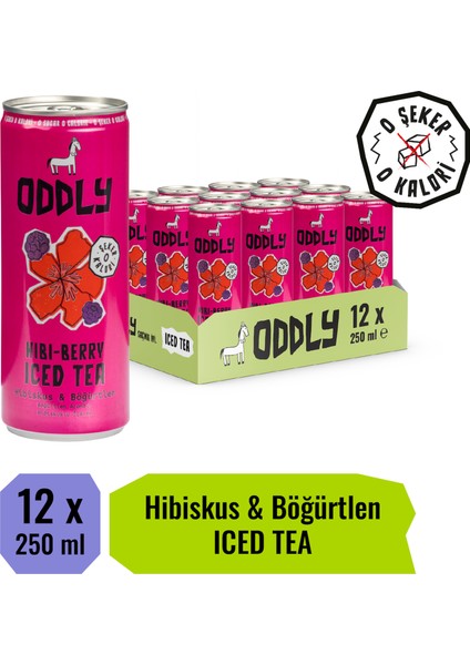 Hıbıberry Soğuk Çay Kutu Hibiscus Böğürtlen 250 ml x 12 Adet