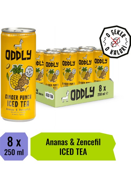 Gınger Punch Soğuk Çay Kutu Yeşilçay Ananas Zencefil 250 ml x 8 Adet