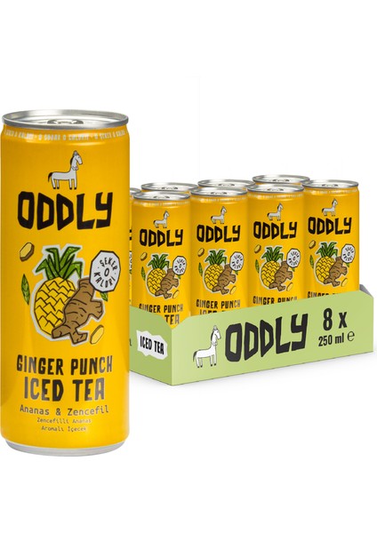Gınger Punch Soğuk Çay Kutu Yeşilçay Ananas Zencefil 250 ml x 8 Adet