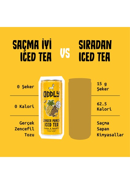 Gınger Punch Soğuk Çay Kutu Yeşilçay Ananas Zencefil 250 ml x 8 Adet
