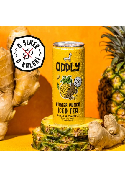 Gınger Punch Soğuk Çay Kutu Yeşilçay Ananas Zencefil 250 ml x 8 Adet