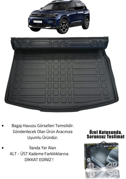 C5 Aircross 2019+ Uyumlu 4.5d Premium Havuzlu Oto Paspas ve Liner Marka 3D Üst Bagaj Havuzu fiyatları