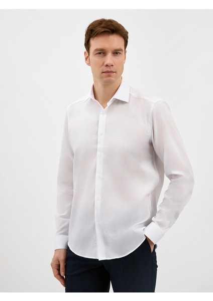 Erkek Modern Fıt Gömlek-Beyaz