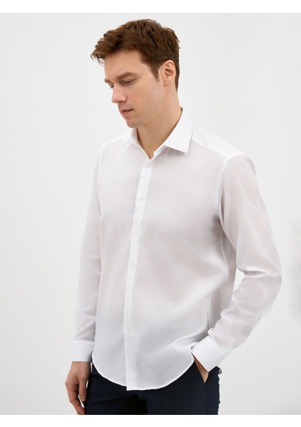 Erkek Modern Fıt Gömlek-Beyaz indirimleri