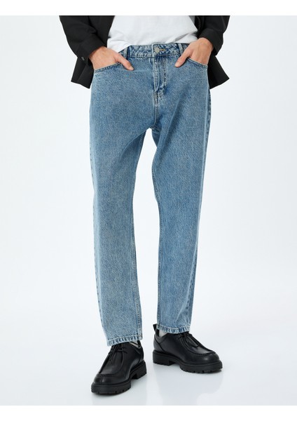 Normal Bel Düğmeli Straight Fit Kot Pantolon - Korban Jean modelleri