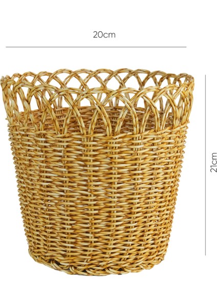 Rattan Sarı Saksı Çok Amaçlı Organizer Sepet 20CM