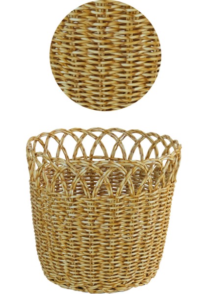 Rattan Sarı Saksı Çok Amaçlı Organizer Sepet 20CM