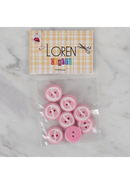 Loren Crafts Pembe 8 Li Ayak Izi Düğme - 436