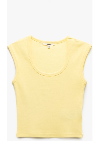 Slim Fit Pamuklu Kolsuz U Yaka Basic Crop Body
