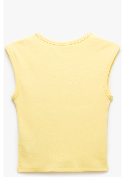 Slim Fit Pamuklu Kolsuz U Yaka Basic Crop Body