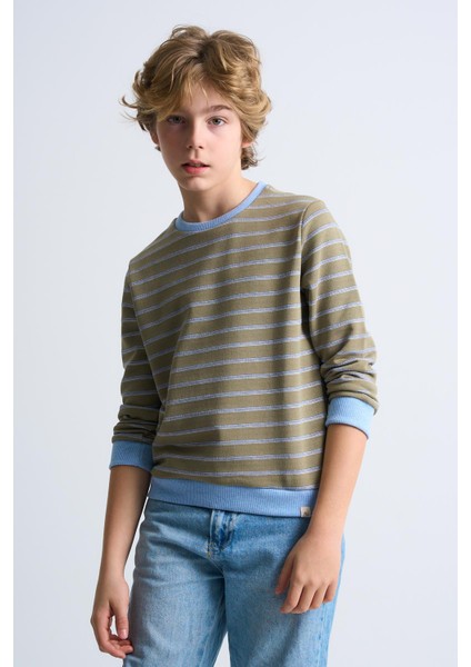 Alexandergardı Çizgili Bisiklet Yaka Çocuk Sweatshirt