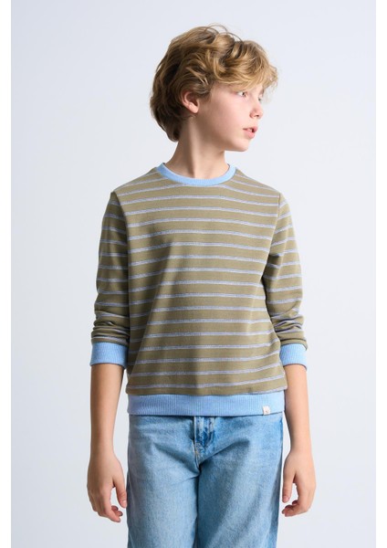 Alexandergardı Çizgili Bisiklet Yaka Çocuk Sweatshirt