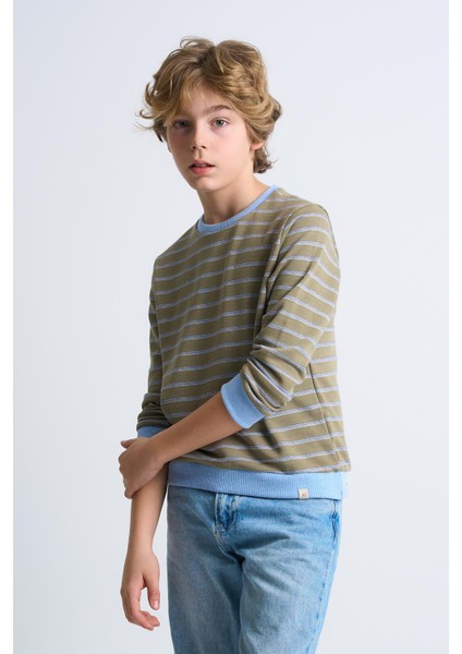 Alexandergardı Çizgili Bisiklet Yaka Çocuk Sweatshirt