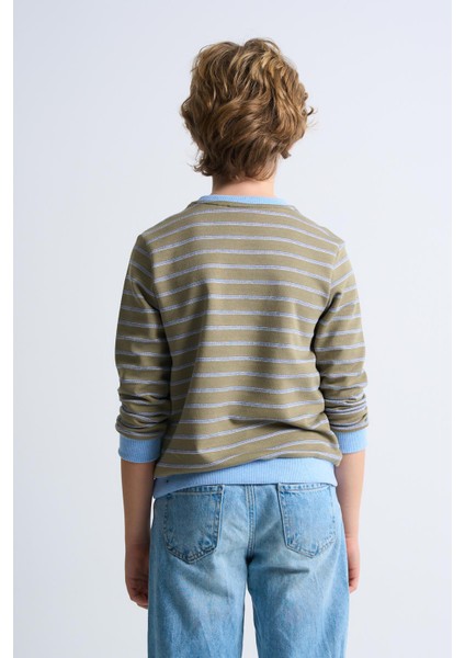 Alexandergardı Çizgili Bisiklet Yaka Çocuk Sweatshirt