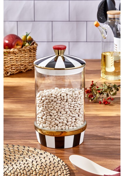 Porselen Cam Siyah Beyaz Battal Boy Kavanoz 2000 ml fiyatları