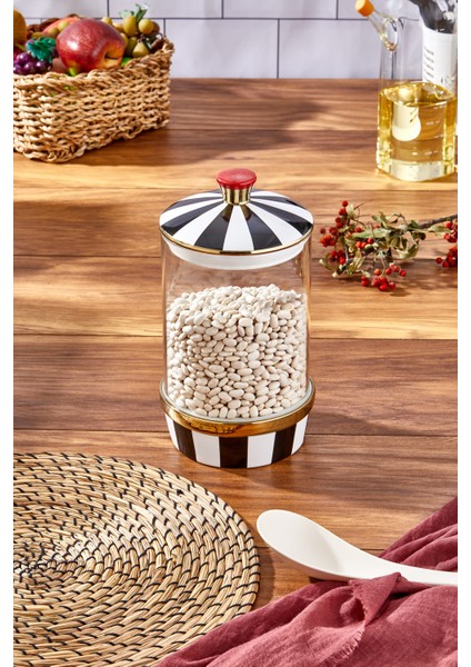 Porselen Cam Siyah Beyaz Battal Boy Kavanoz 2000 ml fırsatları