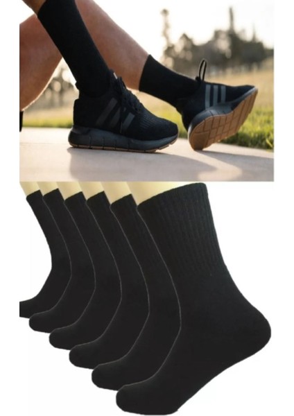 6 Çift Logosuz Di̇ki̇şsi̇z Pamuklu Teni̇s Uni̇sex Soket Çorap