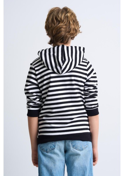 Alexandergardı Kanguru Cepli Kapüşonlu Çizgili Çocuk Sweatshirt fırsatları