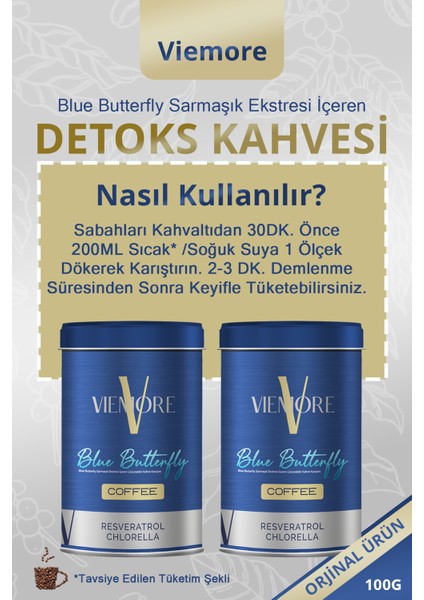 Blue Butterfly Sarmaşık Ekstresi İçeren Detoks Kahvesi 100 gr indirimleri