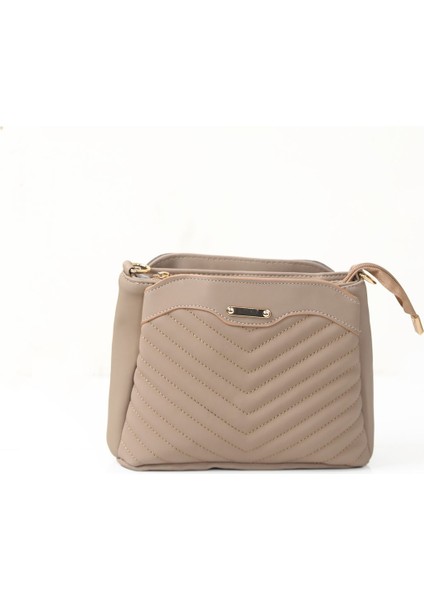 Üç Gözlü Kapitoneli Saten Çapraz Çanta