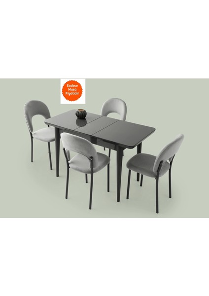 Ortadan Açılır Büyüyen Yemek Masası Koyu Gri 60 x 100 cm Sadece Masa Fiyatıdır