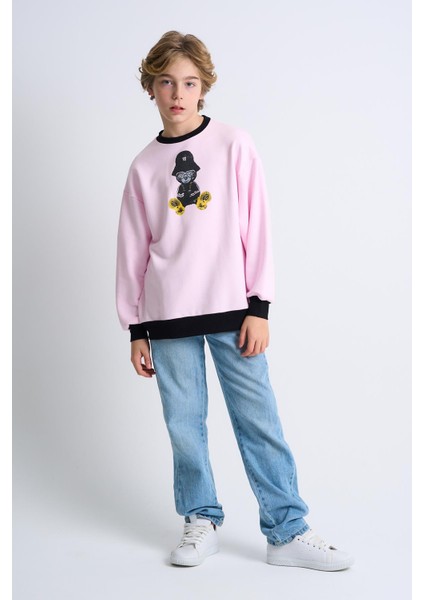 ALEXANDERGARDI Baskılı Bisiklet Yaka Çocuk Sweatshirt
