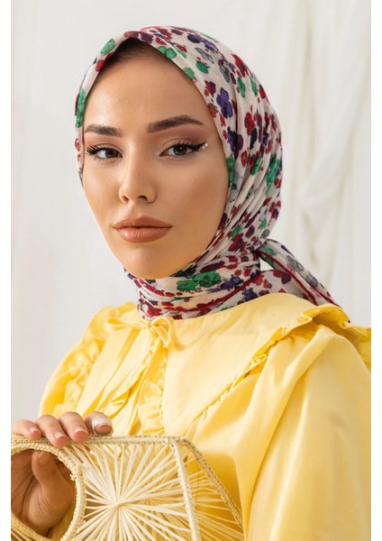 Menekşe Desen Soft Pamuk Eşarp