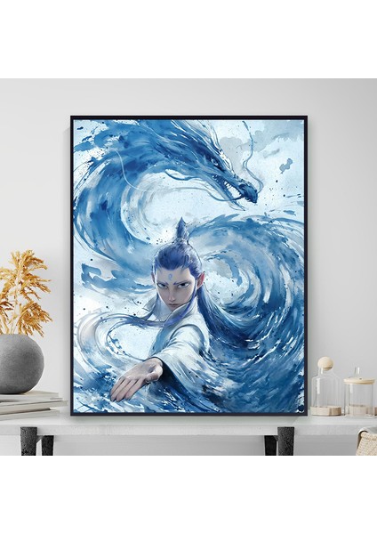 Nezha'nın Sihirli Çocuğu Denizin Peşinde Yağlı Boya Yatak Odası Yağlı Boya Dekoratif Tablo (Yurt Dışından)