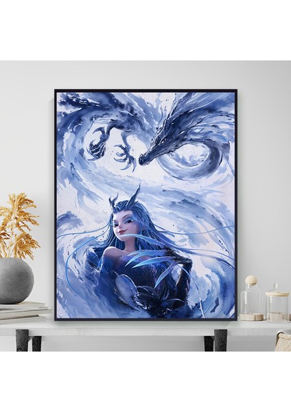 Nezha'nın Sihirli Çocuğu Denizin Peşinde Yağlı Boya Yatak Odası Yağlı Boya Dekoratif Tablo (Yurt Dışından)