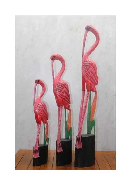 Ahşap 3'lü Flamingo Seti