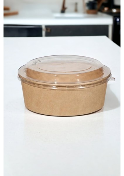 Kraft Karton Salata Kabı, 1000CC Hacim, 50 Adet, Kapak Dahil Değildir