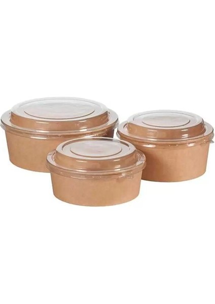 Kraft Karton Salata Kabı, 1000CC Hacim, 50 Adet, Kapak Dahil Değildir