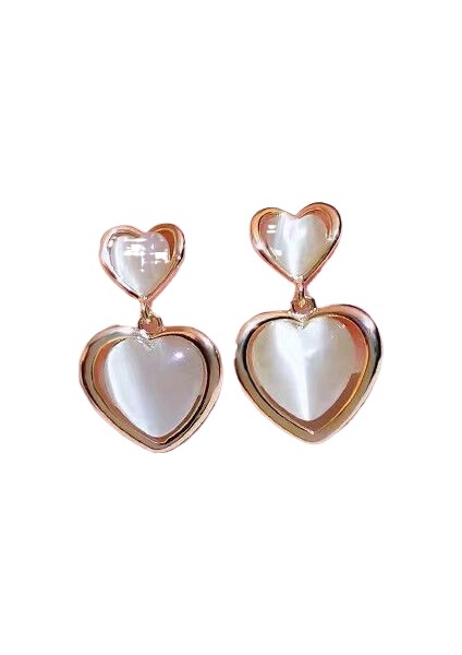 Hengshan Kore Tarzı Kamelya Tarzı Delinmemiş Küpe Inci Çiçek Dama Tahtası Elmas Küpe Kadınlar Için (Yurt Dışından)