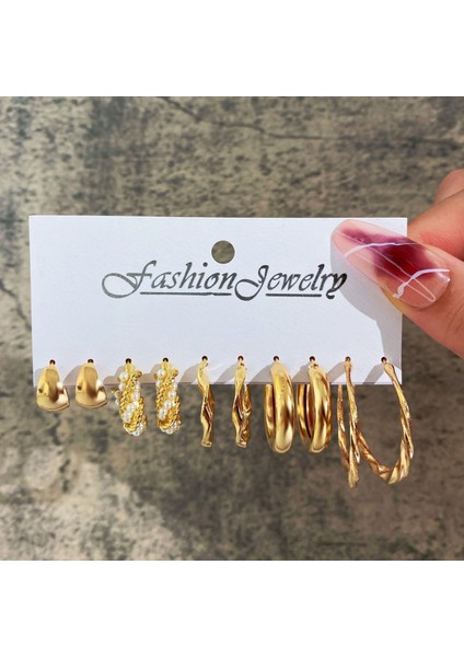 Hengshan Çok Satan Moda Avrupa ve Amerikan Tarzı Altın C-Şekilli Zincir Küpe Seti, Bayanlar Için Hafif Lüks ve Üst Düzey Küpeler (Yurt Dışından)